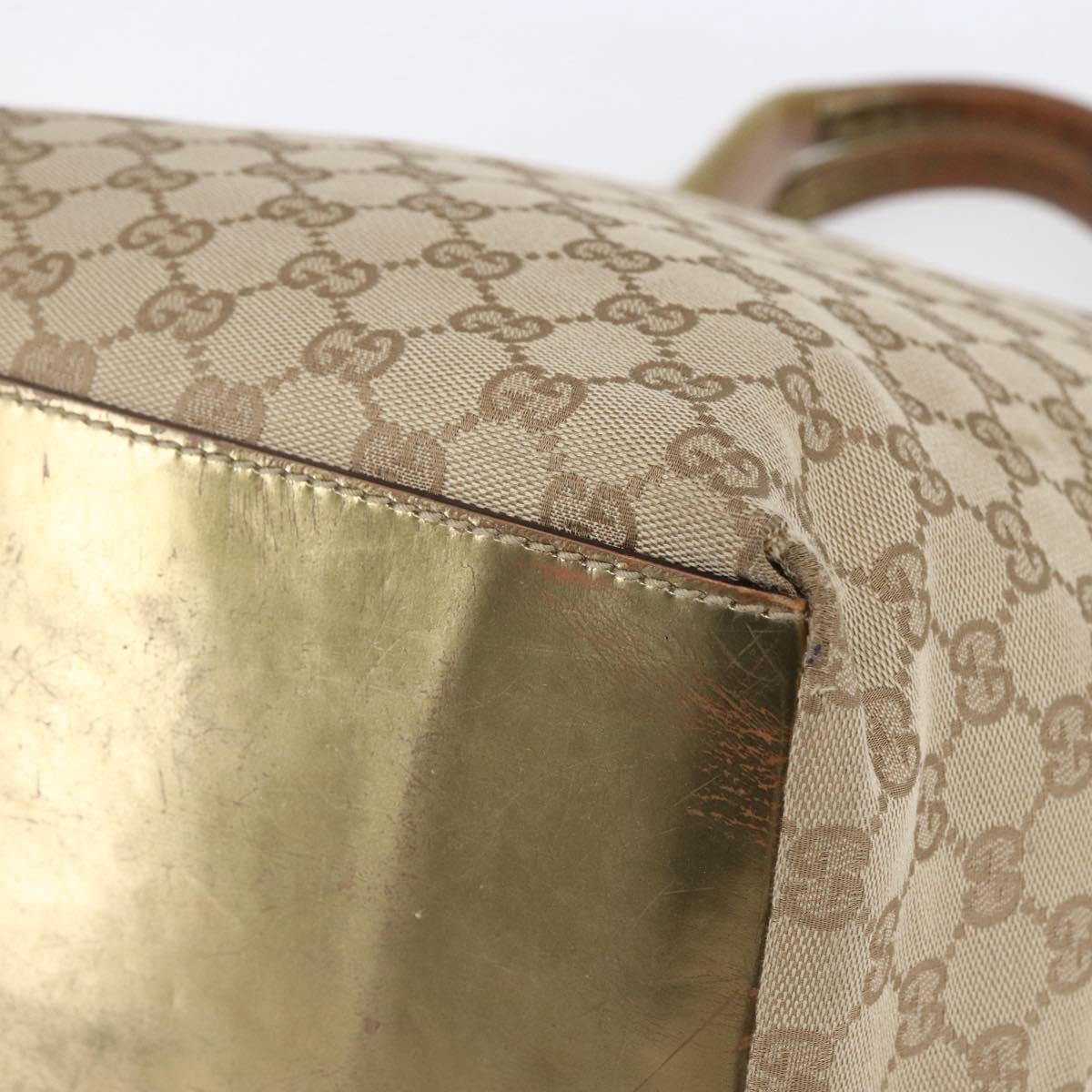 GUCCI GG Canvas Sherry Line Tote Bag Beige Pink 131231 Auth 153359