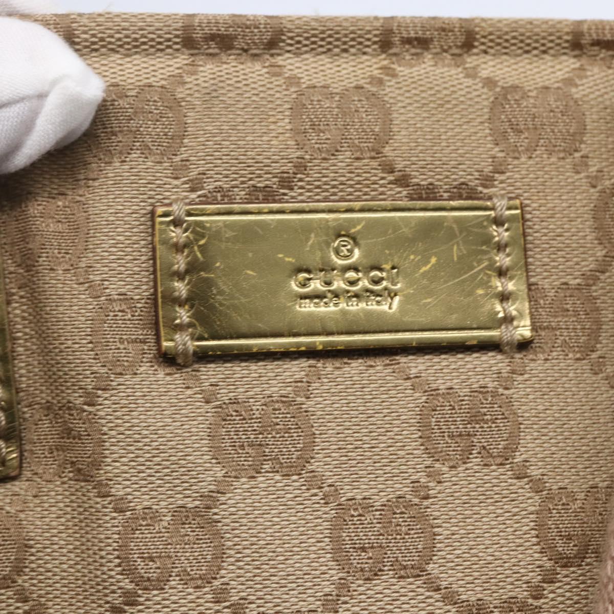 GUCCI GG Canvas Sherry Line Tote Bag Beige Pink 131231 Auth 153359