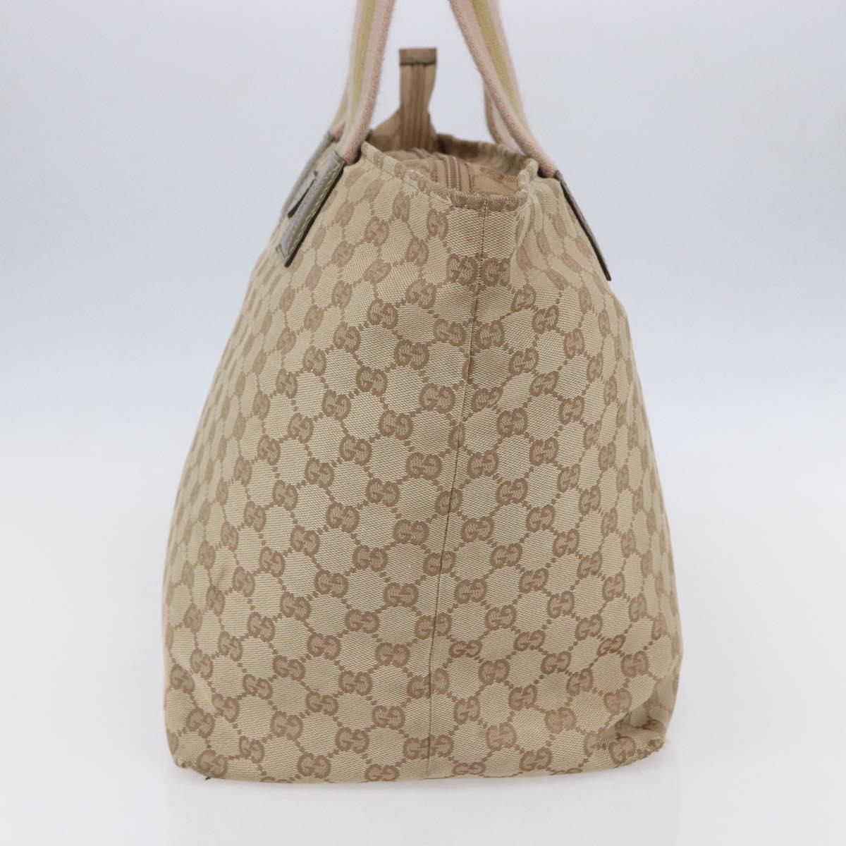 GUCCI GG Canvas Sherry Line Tote Bag Beige Pink 131231 Auth 153359