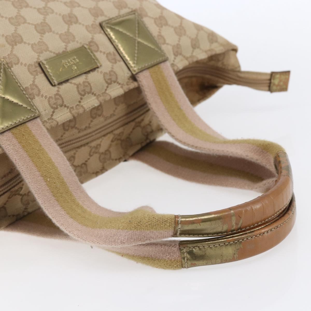 GUCCI GG Canvas Sherry Line Tote Bag Beige Pink 131231 Auth 153359