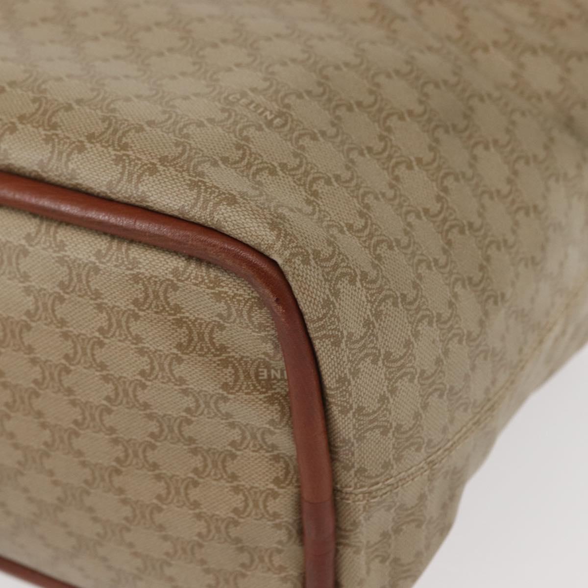 CELINE Macadam Canvas Circle Hand Bag PVC Beige Gold Auth 153361