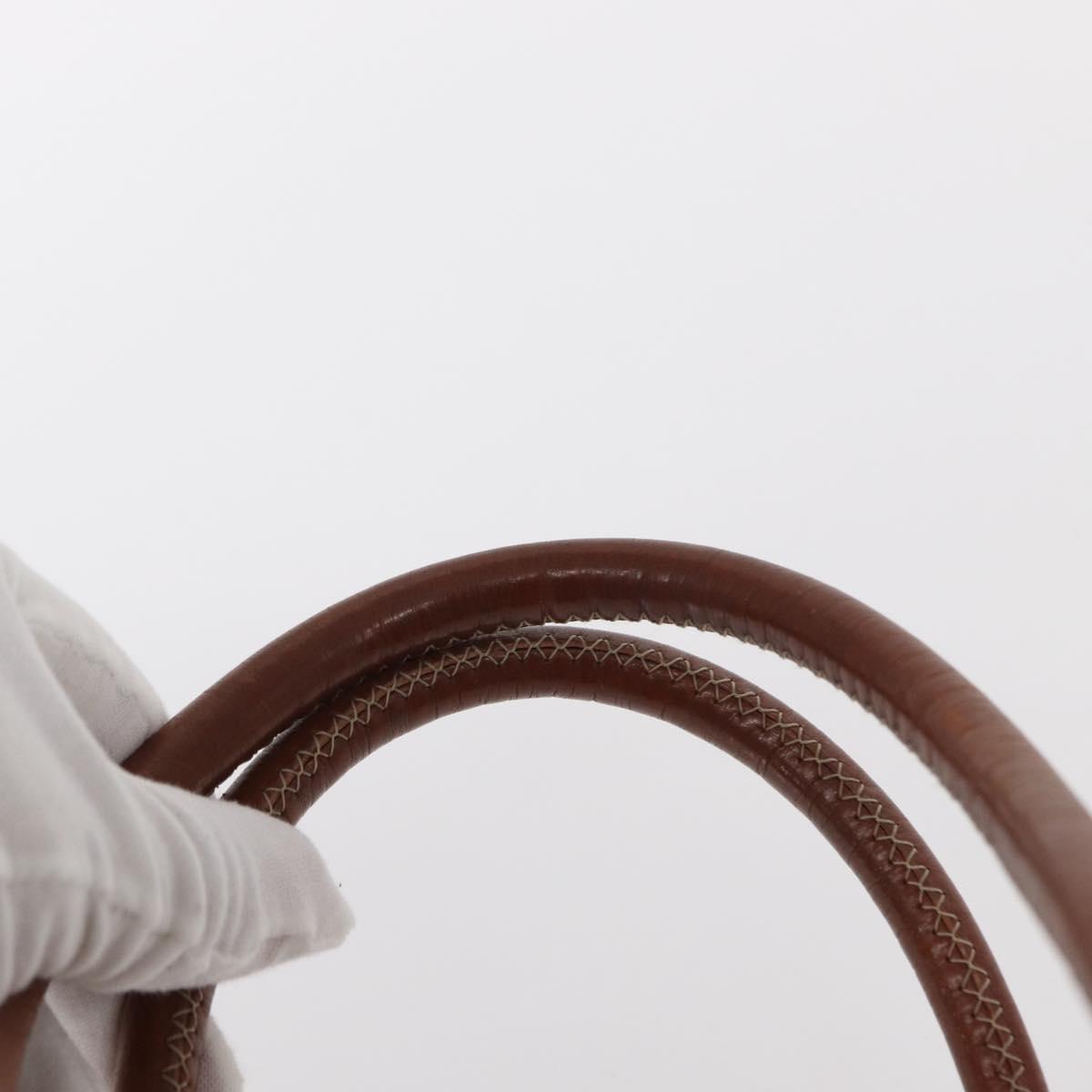 CELINE Macadam Canvas Circle Hand Bag PVC Beige Gold Auth 153361