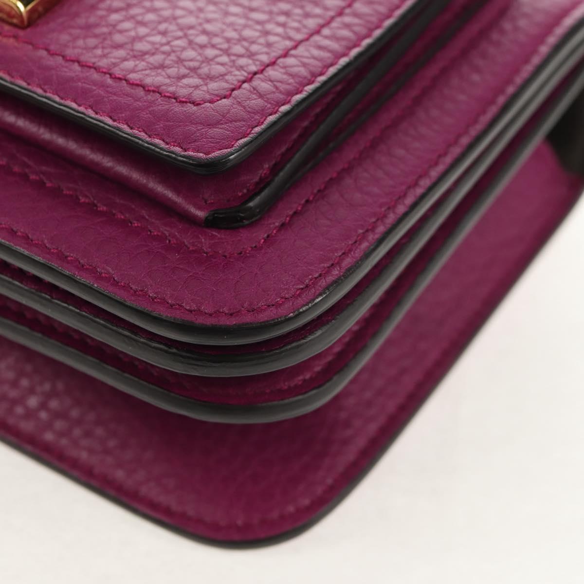 Salvatore Ferragamo Chain Gancini Shoulder Bag Leather Purple Gold Auth 153364V