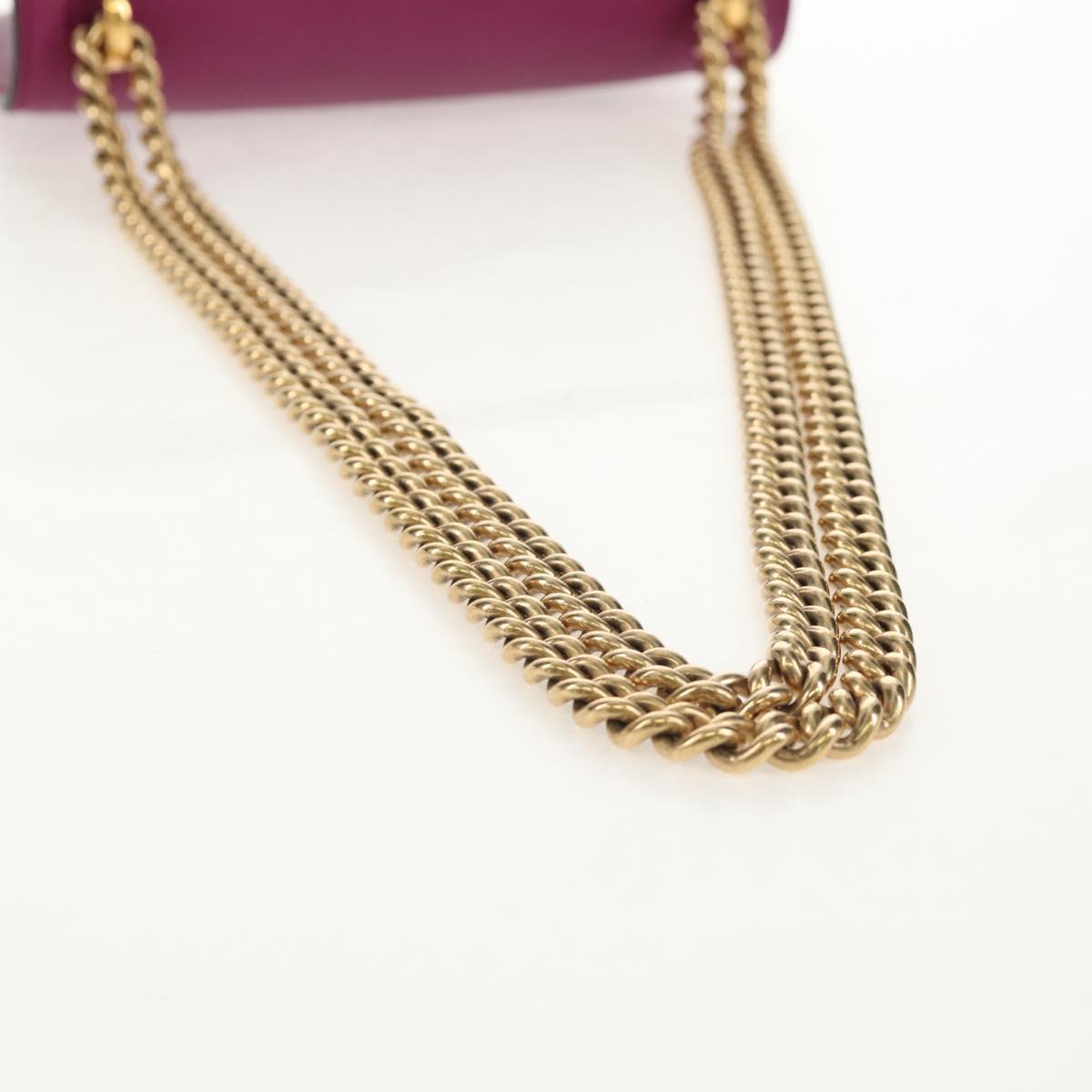 Salvatore Ferragamo Chain Gancini Shoulder Bag Leather Purple Gold Auth 153364V