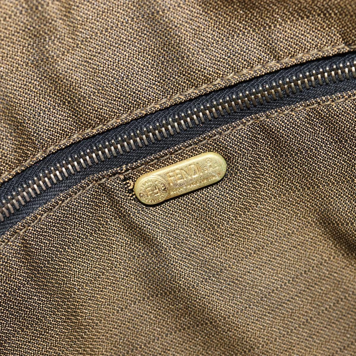 FENDI Zucca Canvas Vanity Hand Bag Black Brown Auth 153365