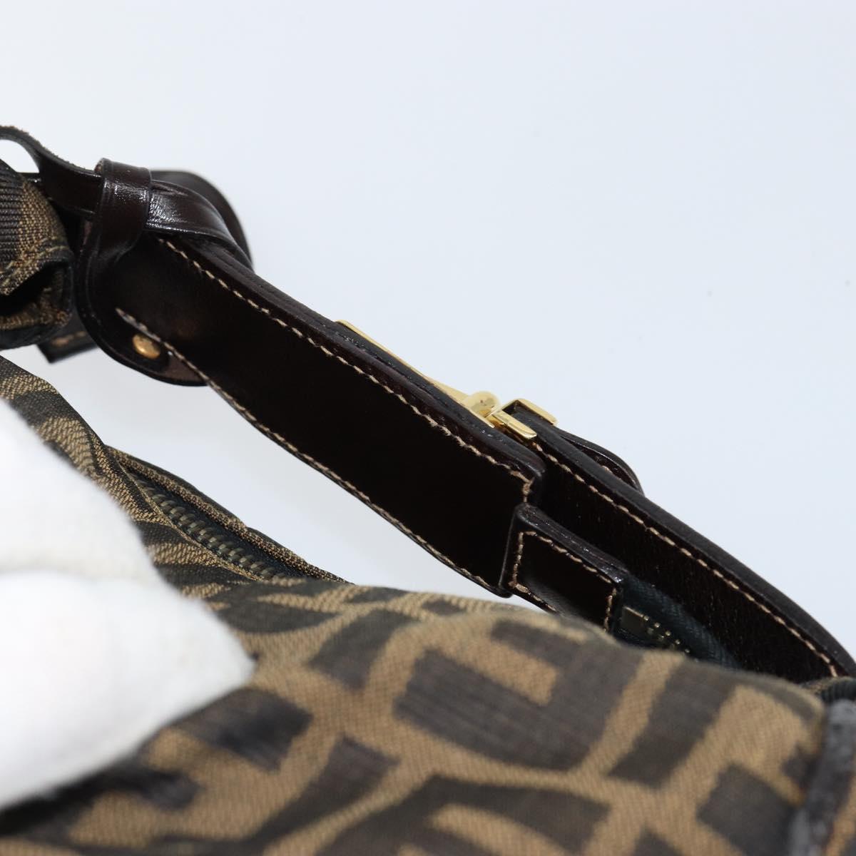 FENDI Zucca Canvas Vanity Hand Bag Black Brown Auth 153365
