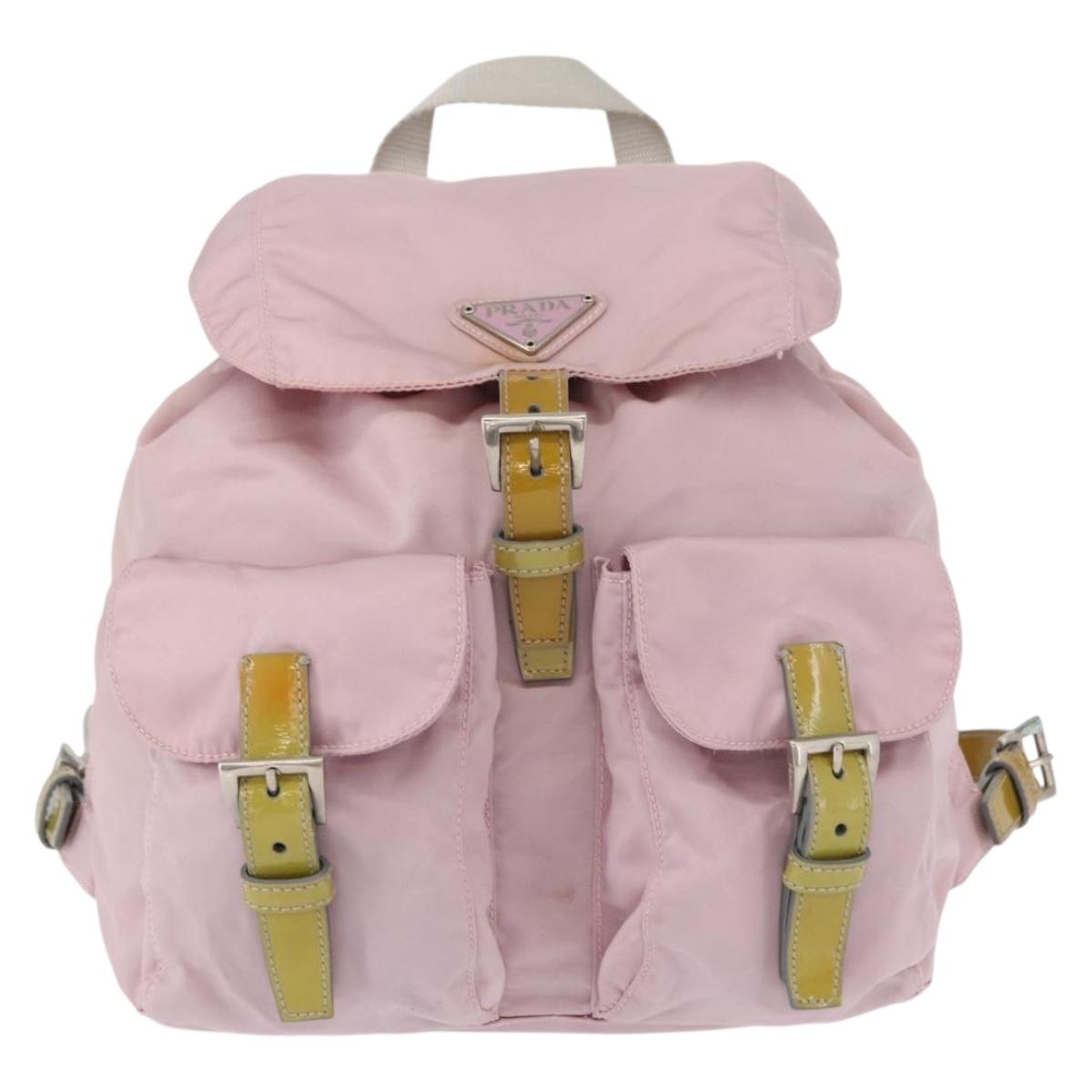 PRADA Backpack Nylon Pink Silver Auth 153366