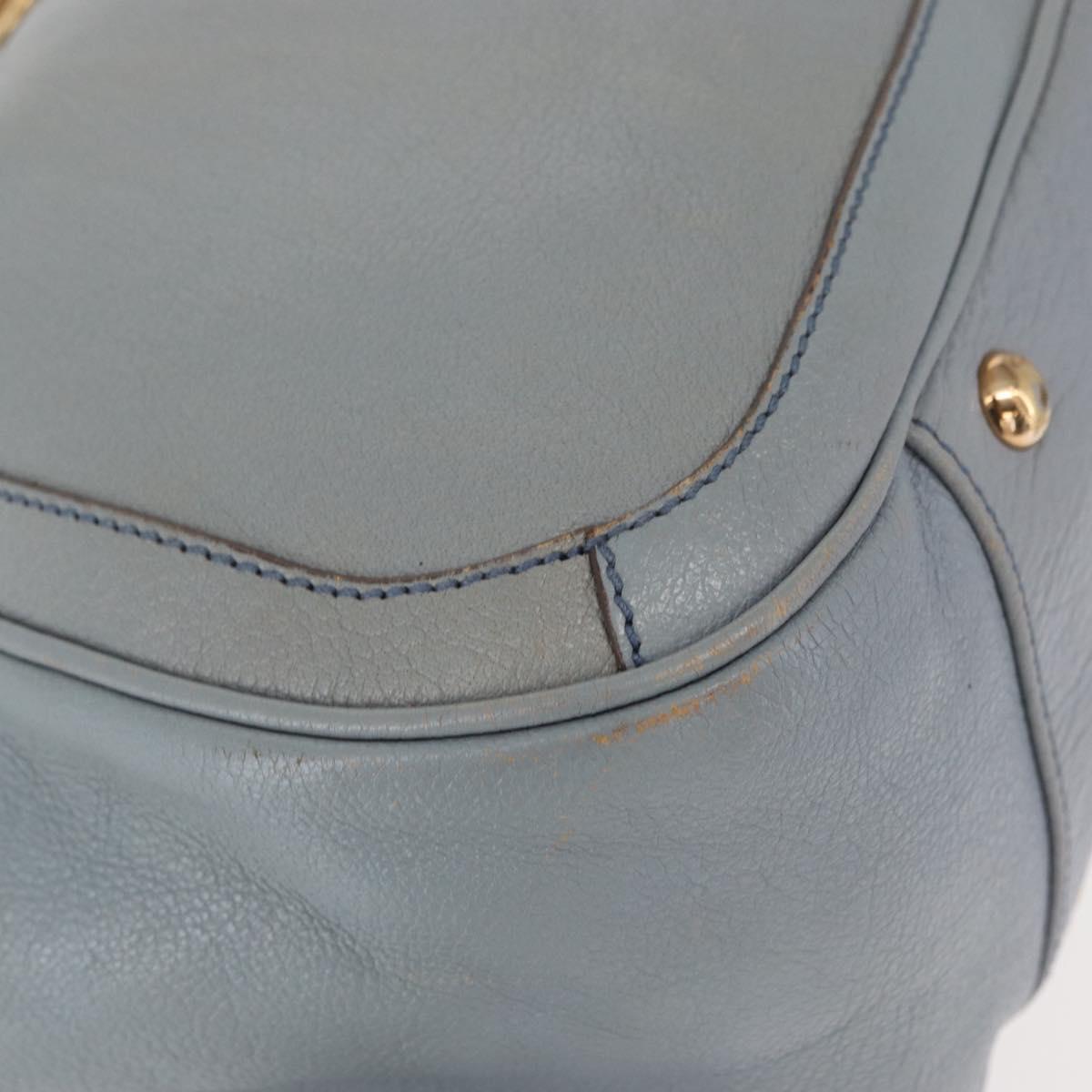 Salvatore Ferragamo Gancini Tote Bag Leather Light Blue Gold Auth 153367