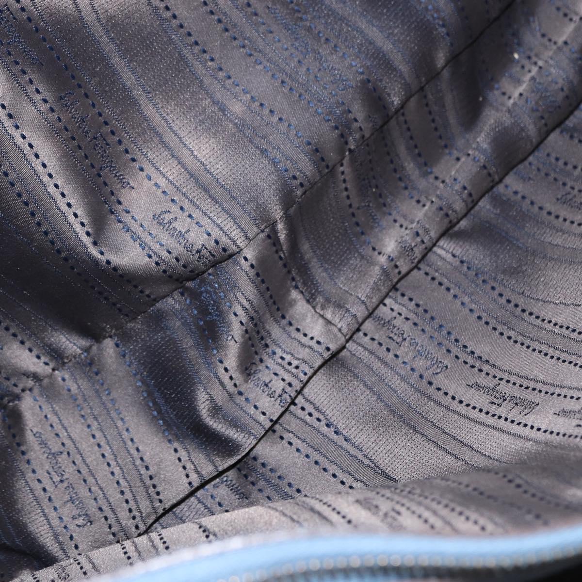 Salvatore Ferragamo Gancini Tote Bag Leather Light Blue Gold Auth 153367