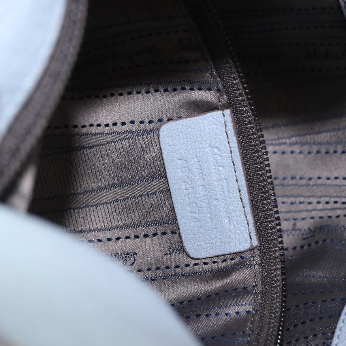 Salvatore Ferragamo Gancini Tote Bag Leather Light Blue Gold Auth 153367