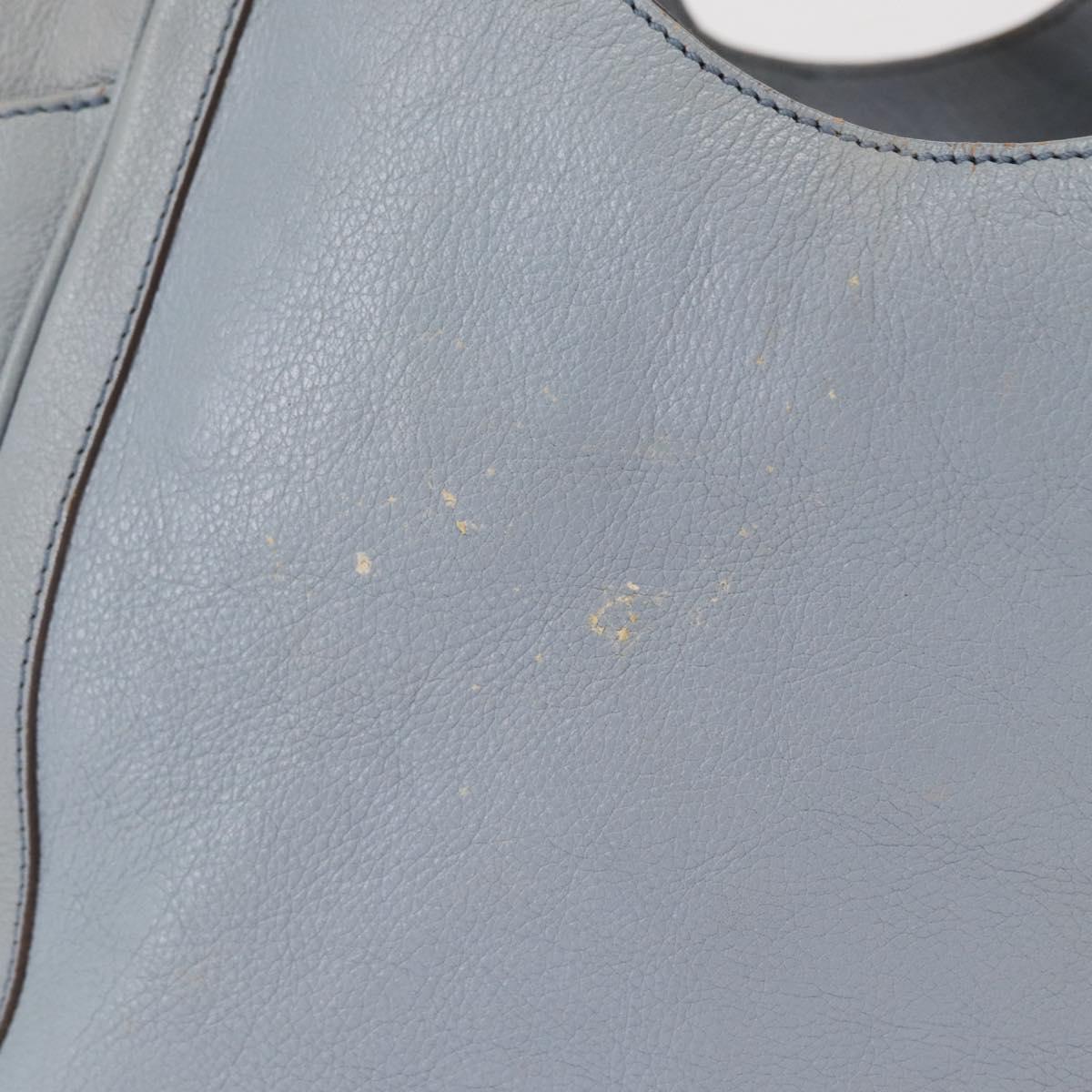 Salvatore Ferragamo Gancini Tote Bag Leather Light Blue Gold Auth 153367