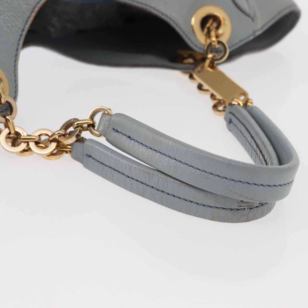 Salvatore Ferragamo Gancini Tote Bag Leather Light Blue Gold Auth 153367