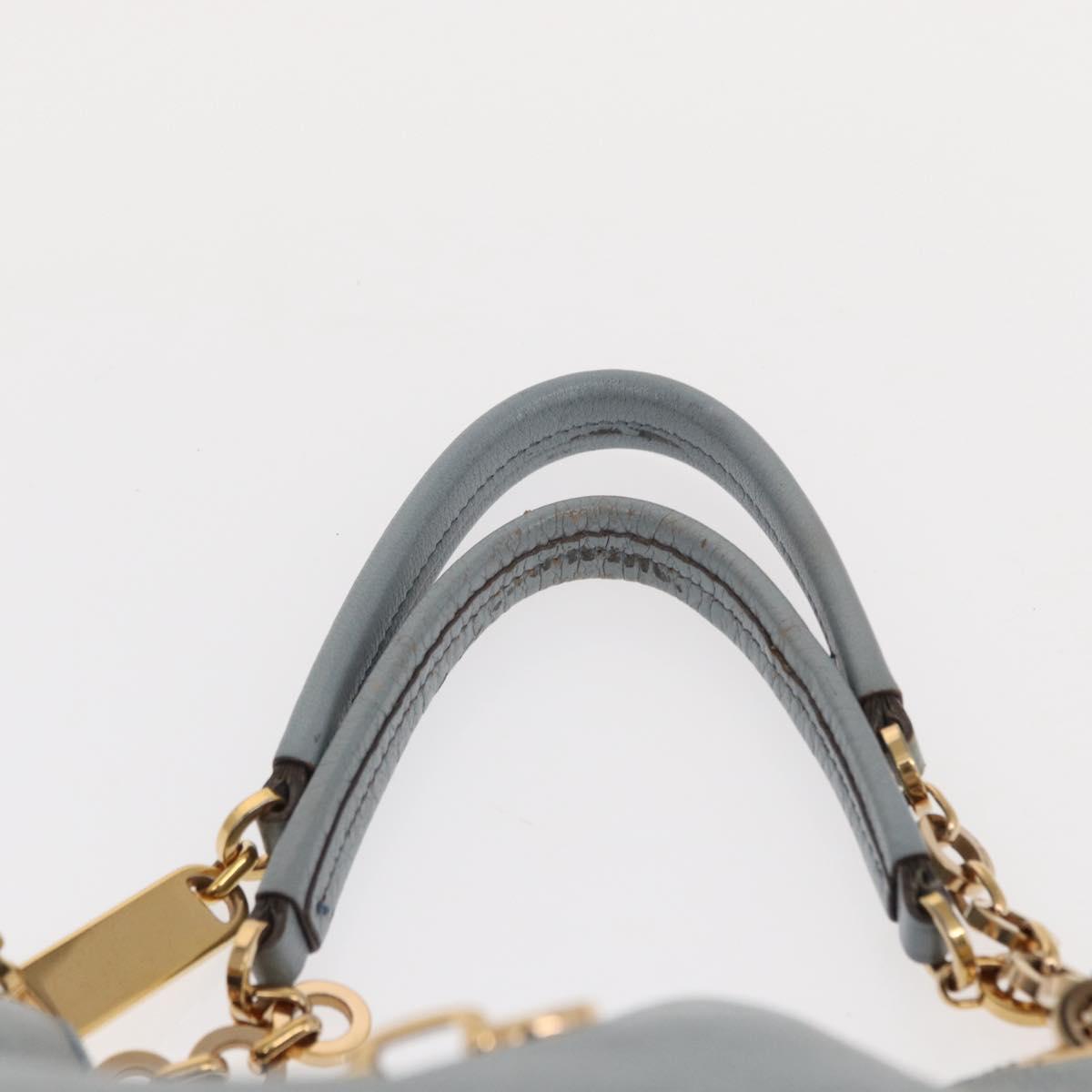 Salvatore Ferragamo Gancini Tote Bag Leather Light Blue Gold Auth 153367