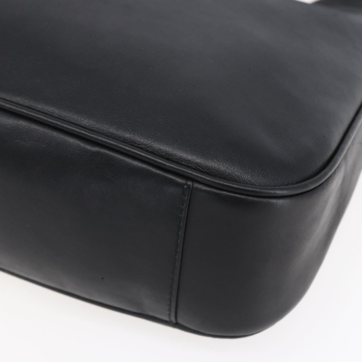 GUCCI Bamboo Hand Bag Leather 2way Black Gold 001 1998 1638 Auth 153369