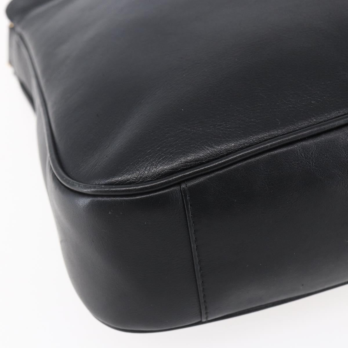 GUCCI Bamboo Hand Bag Leather 2way Black Gold 001 1998 1638 Auth 153369