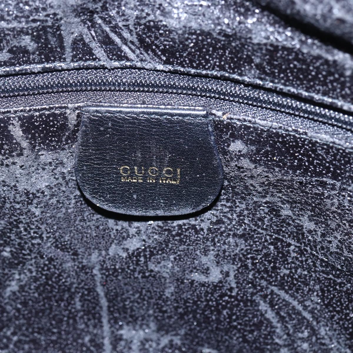 GUCCI Bamboo Hand Bag Leather 2way Black Gold 001 1998 1638 Auth 153369