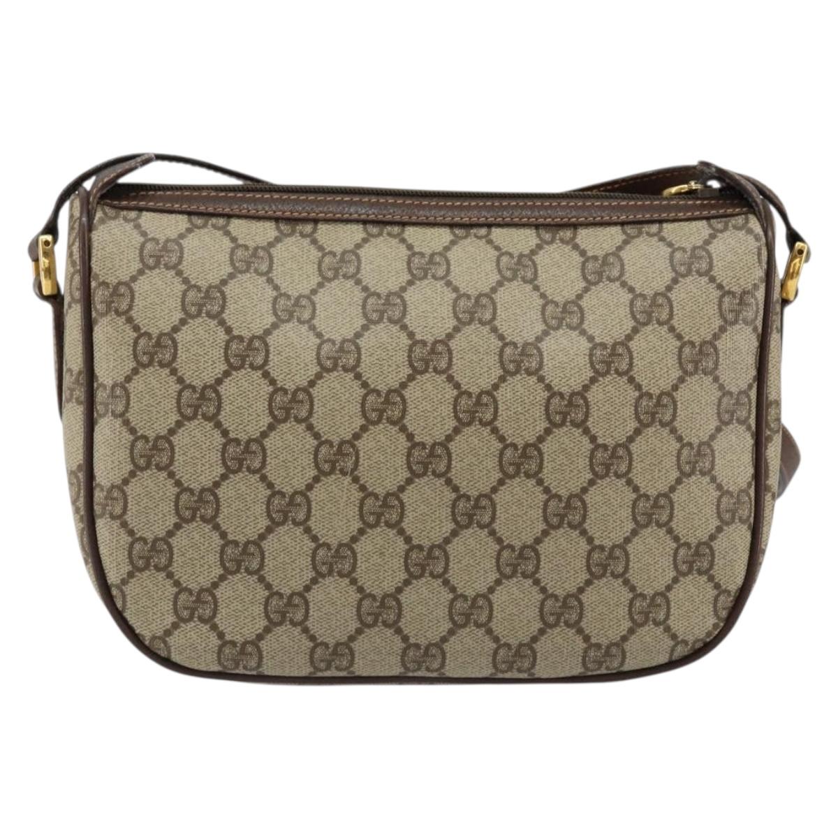 GUCCI GG Supreme Web Sherry Line Bag PVC Beige Gold 89 02 032 Auth 153370
