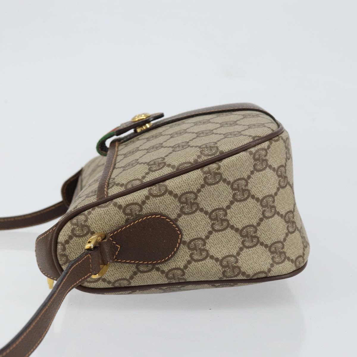 GUCCI GG Supreme Web Sherry Line Bag PVC Beige Gold 89 02 032 Auth 153370