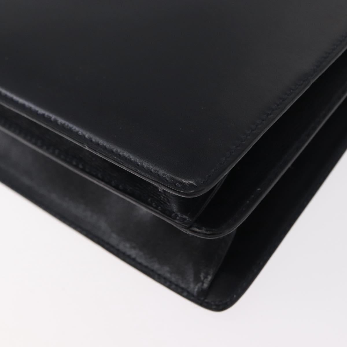 BALLY Hand Bag Leather 2way Navy Gold Auth 153371