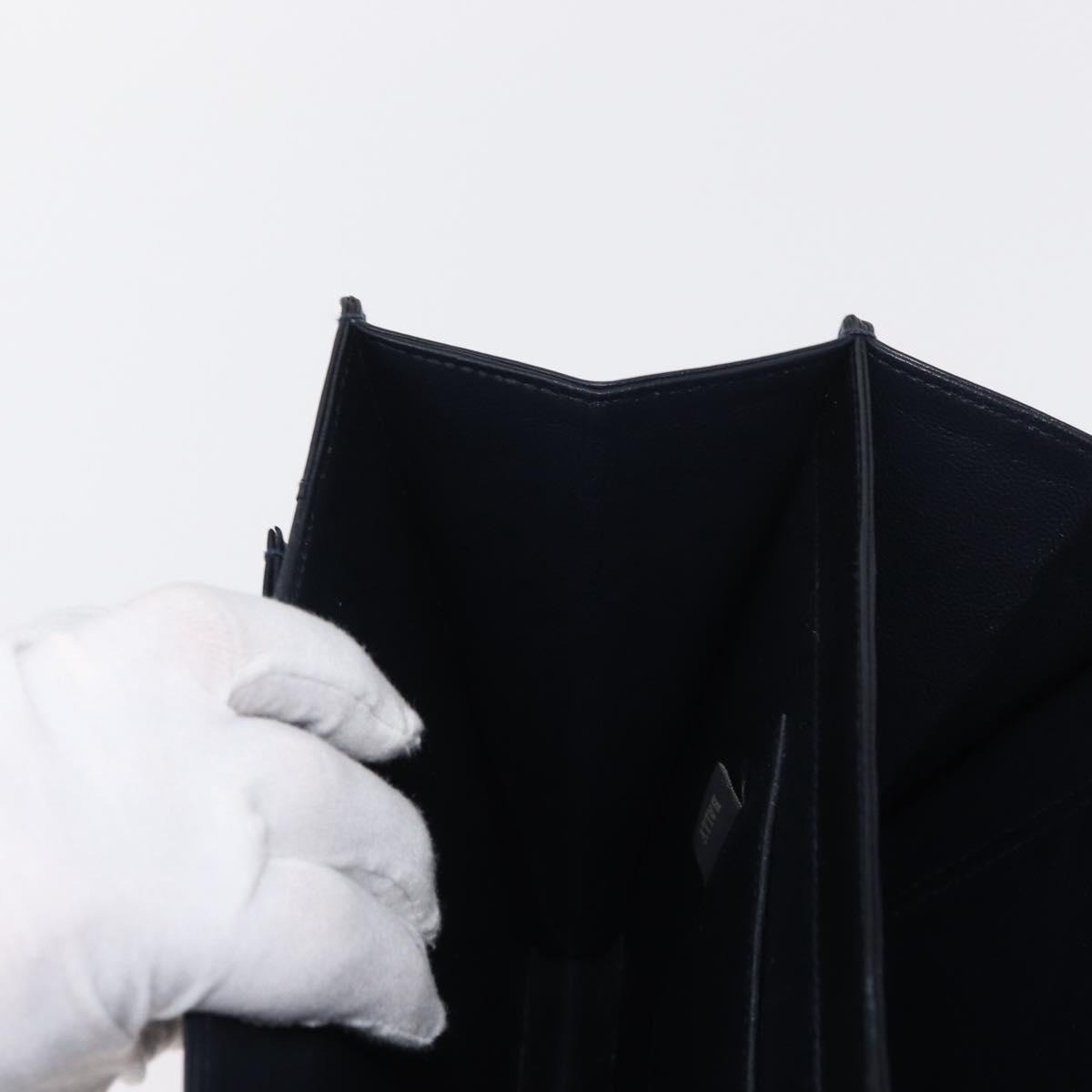 BALLY Hand Bag Leather 2way Navy Gold Auth 153371