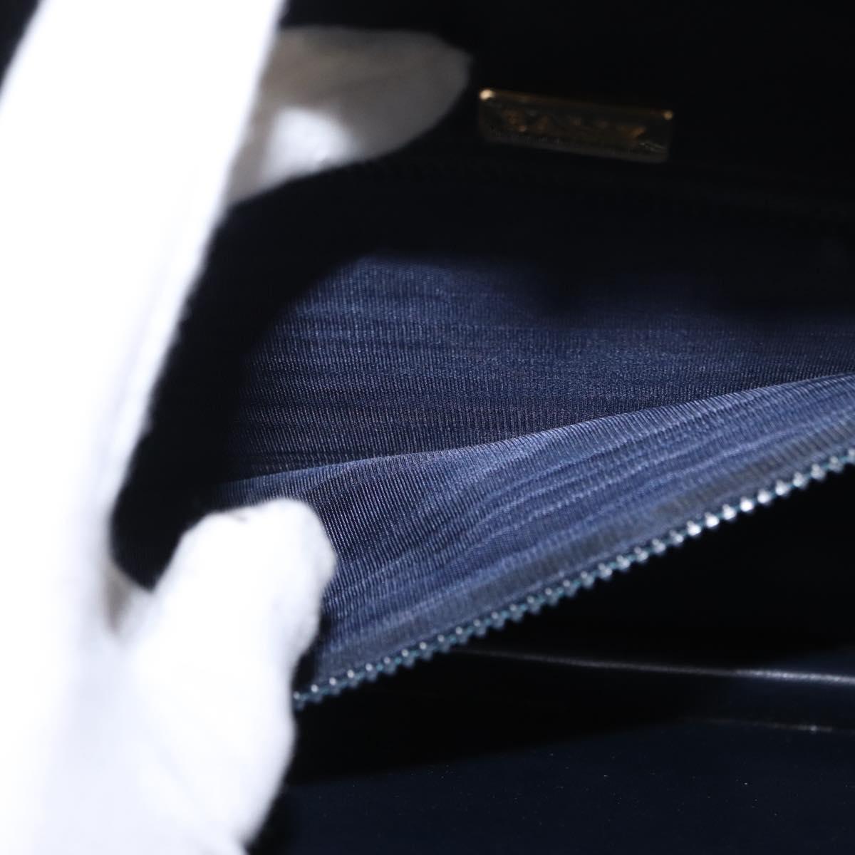 BALLY Hand Bag Leather 2way Navy Gold Auth 153371