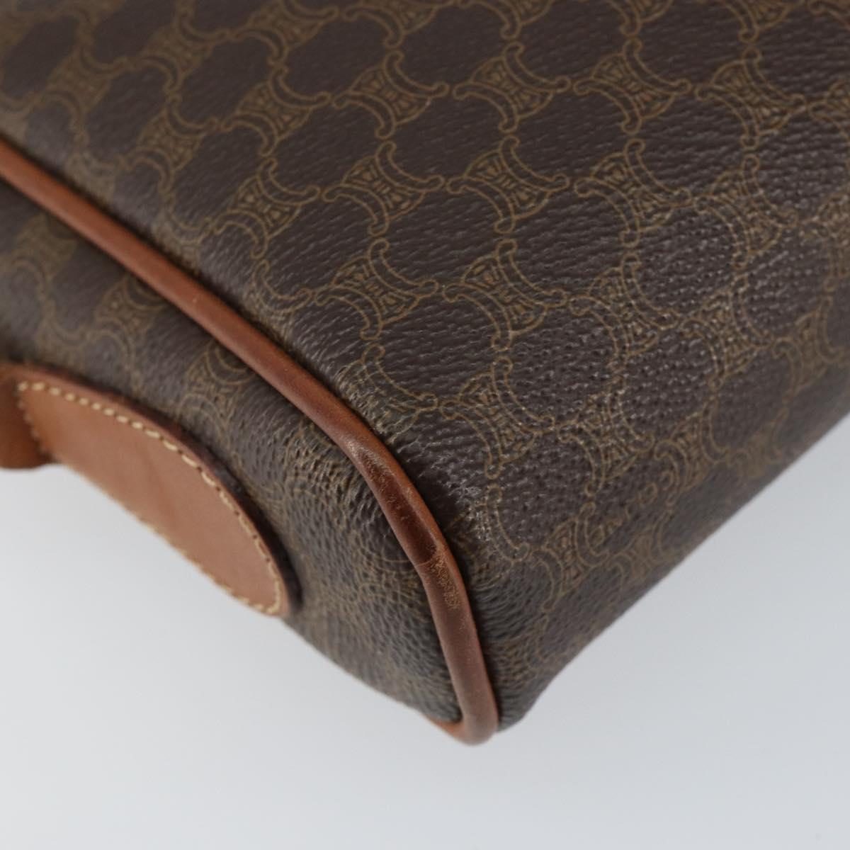 CELINE Macadam Canvas Shoulder Bag PVC Leather Brown Gold Auth 153388