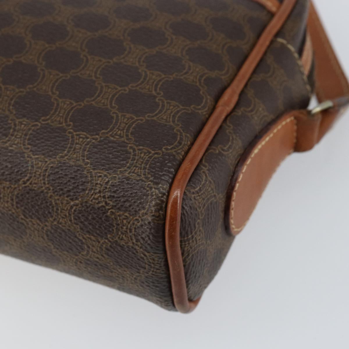 CELINE Macadam Canvas Shoulder Bag PVC Leather Brown Gold Auth 153388