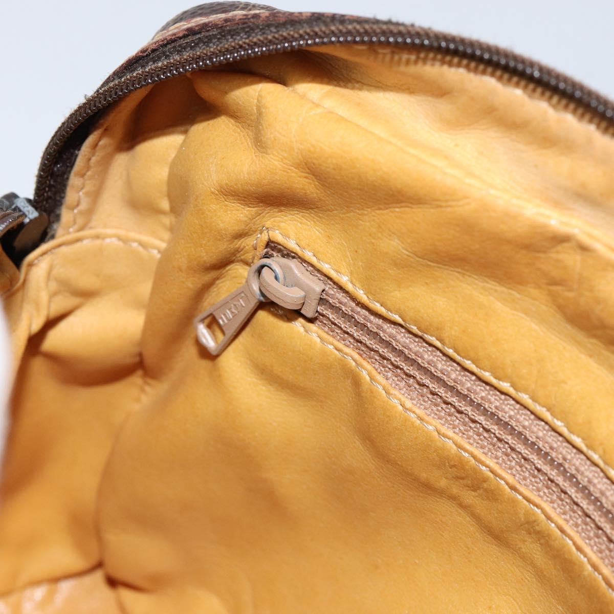 CELINE Macadam Canvas Shoulder Bag PVC Leather Brown Gold Auth 153388