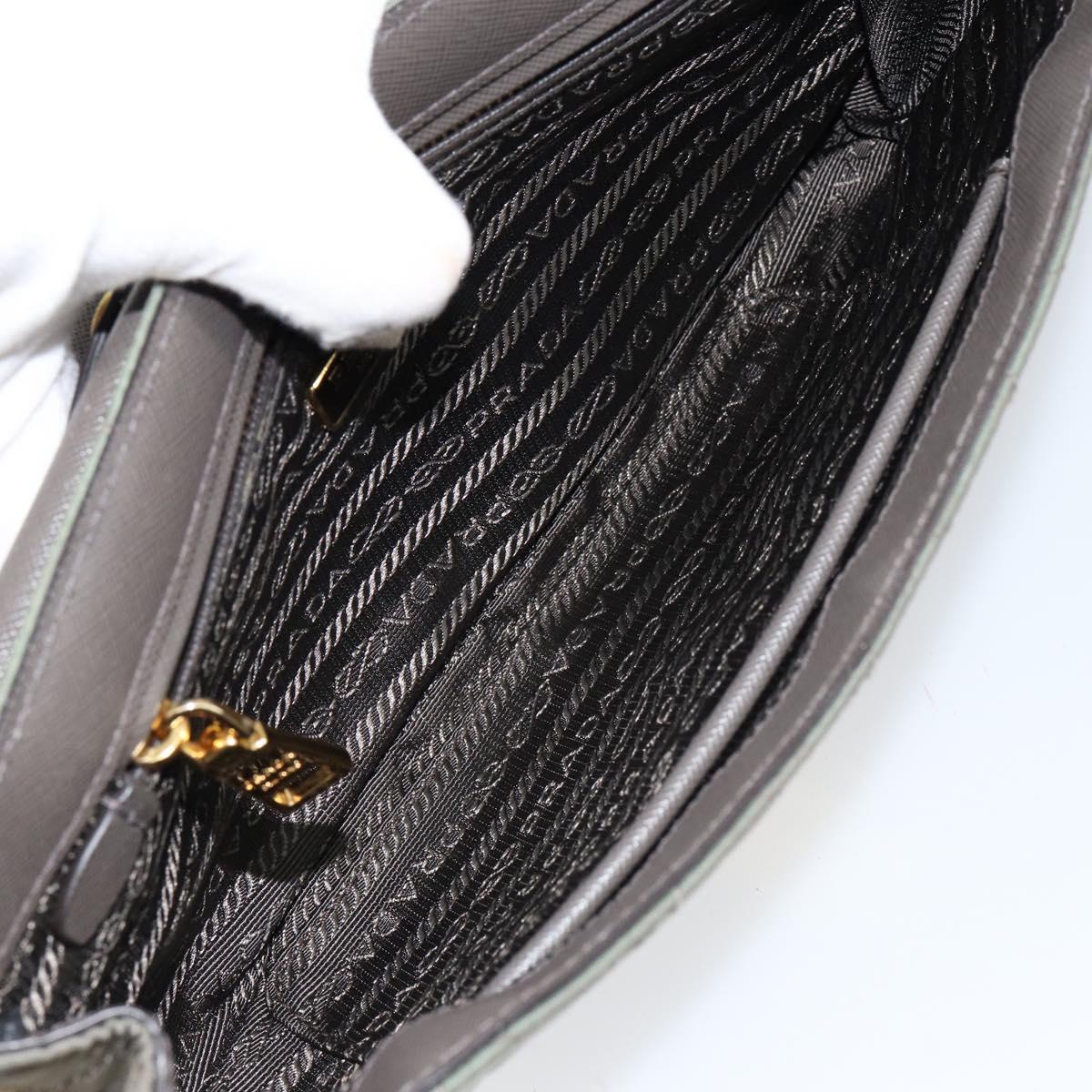 PRADA Chain Shoulder Bag Nylon Khaki Gold Auth 153389