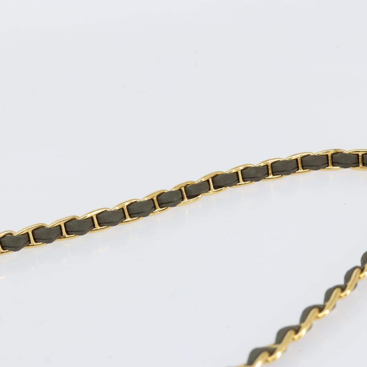 PRADA Chain Shoulder Bag Nylon Khaki Gold Auth 153389