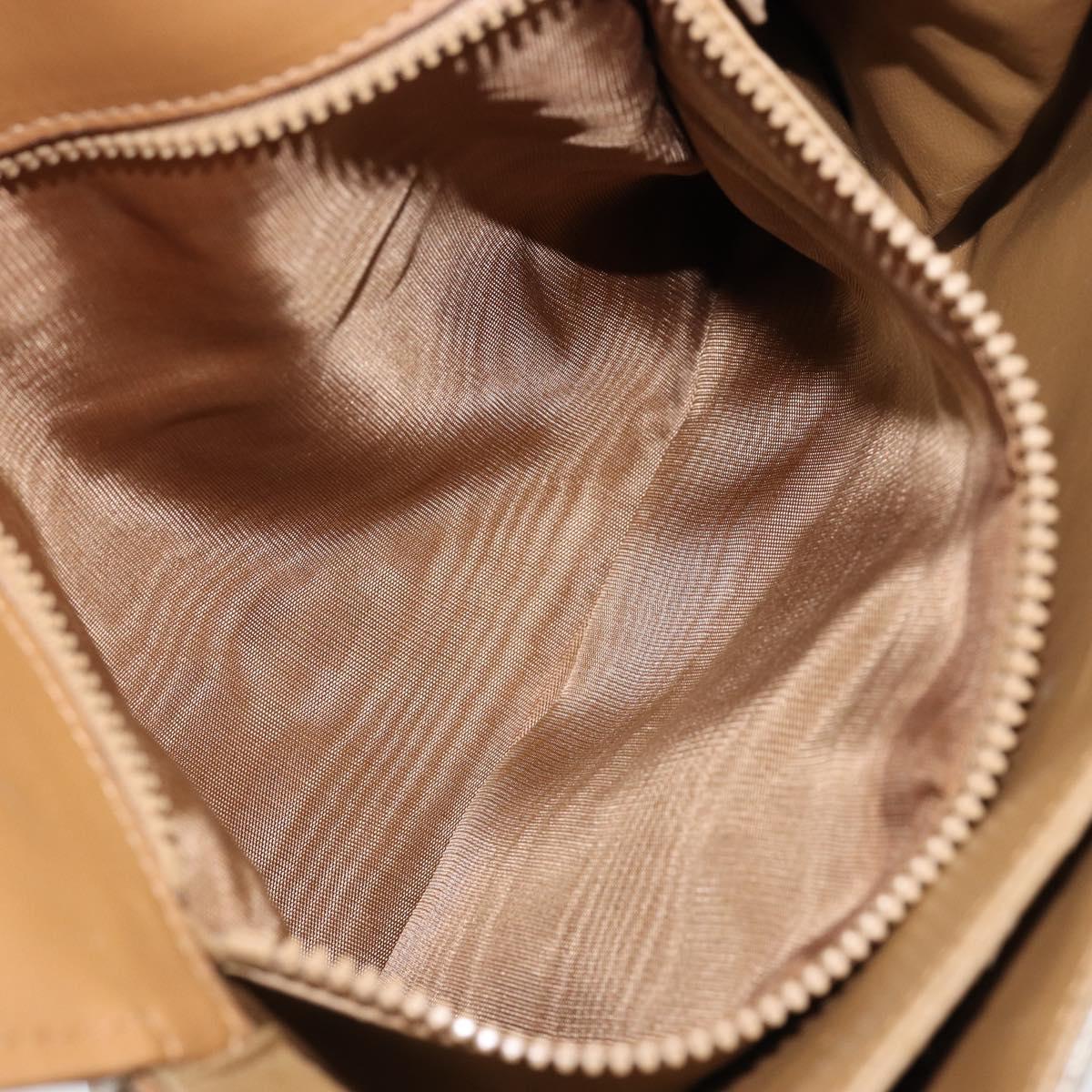 CELINE Macadam Canvas Shoulder Bag PVC Leather Beige Gold Auth 153390