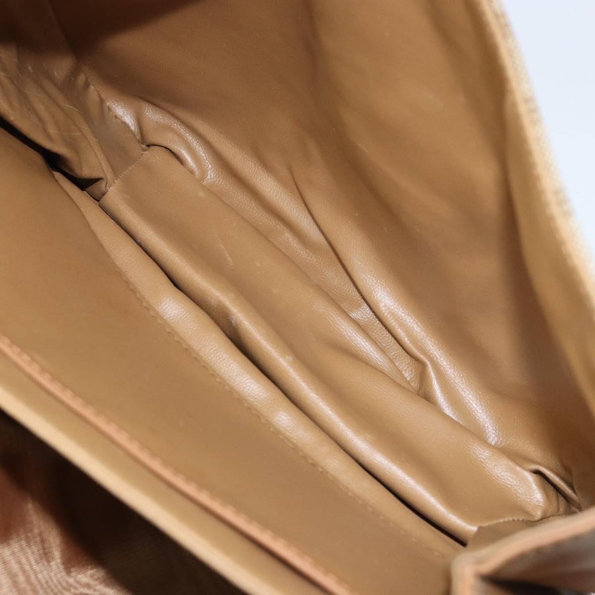 CELINE Macadam Canvas Shoulder Bag PVC Leather Beige Gold Auth 153390