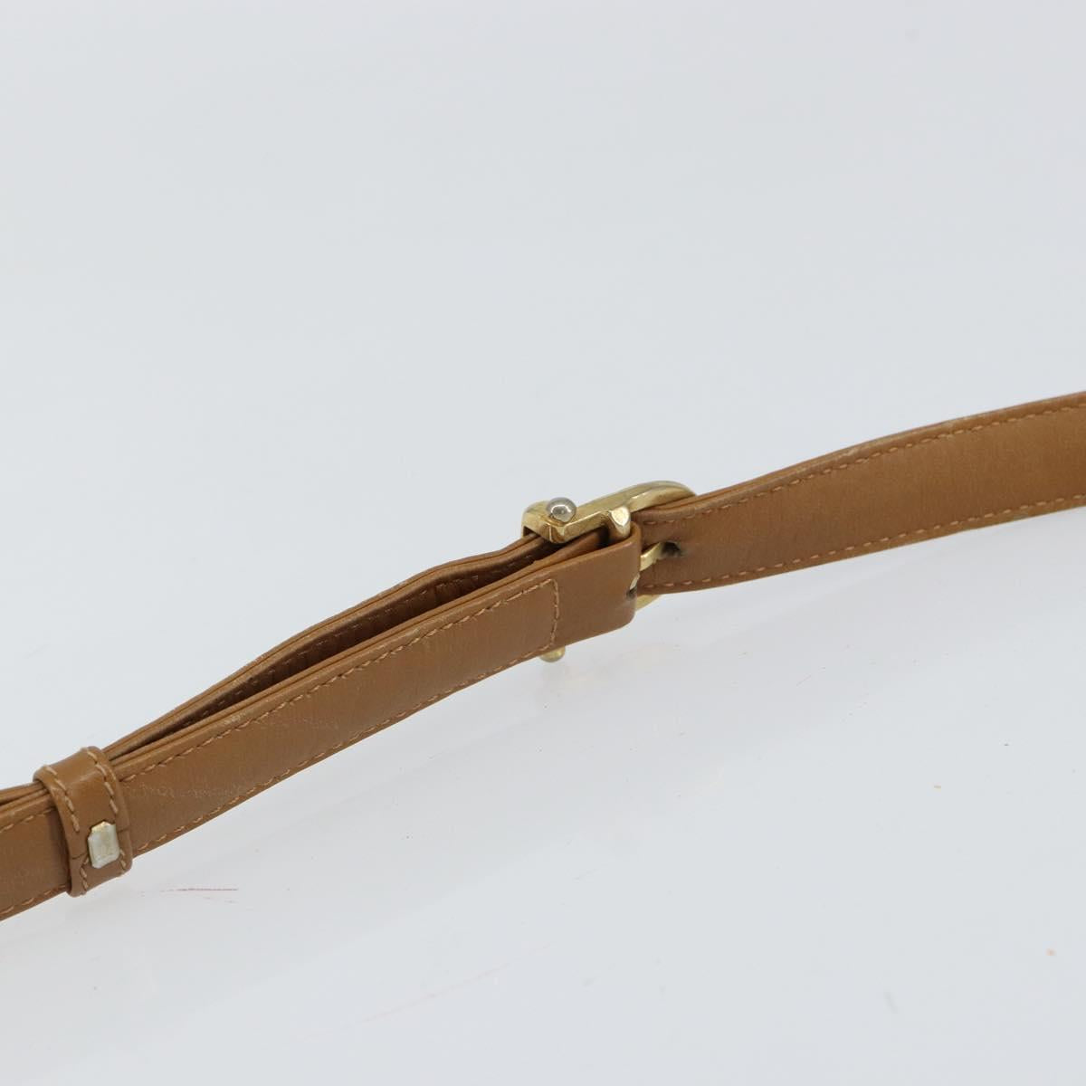 CELINE Macadam Canvas Shoulder Bag PVC Leather Beige Gold Auth 153390