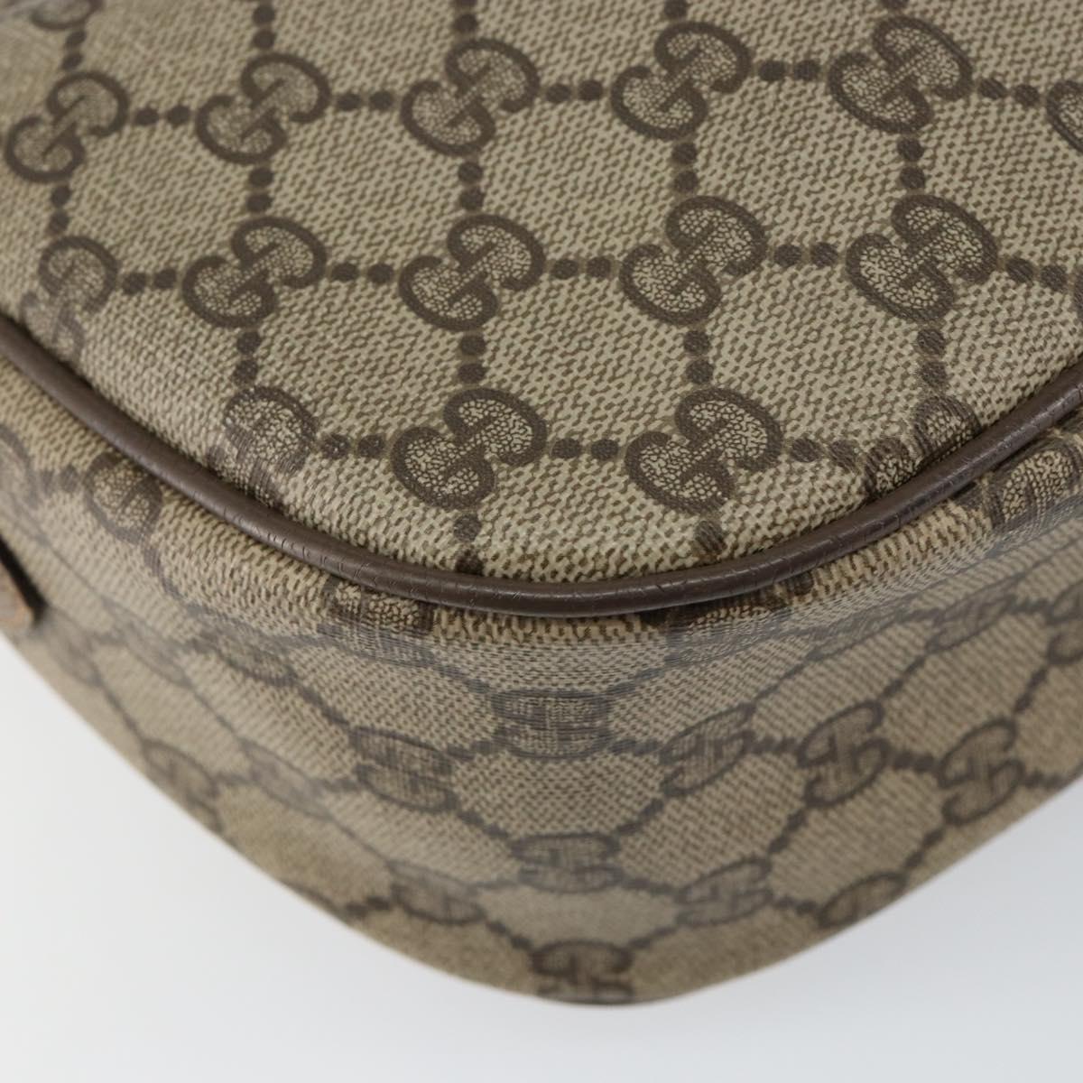 GUCCI GG Supreme Web Sherry Line Bag PVC Beige Gold 89 02 032 Auth 153392