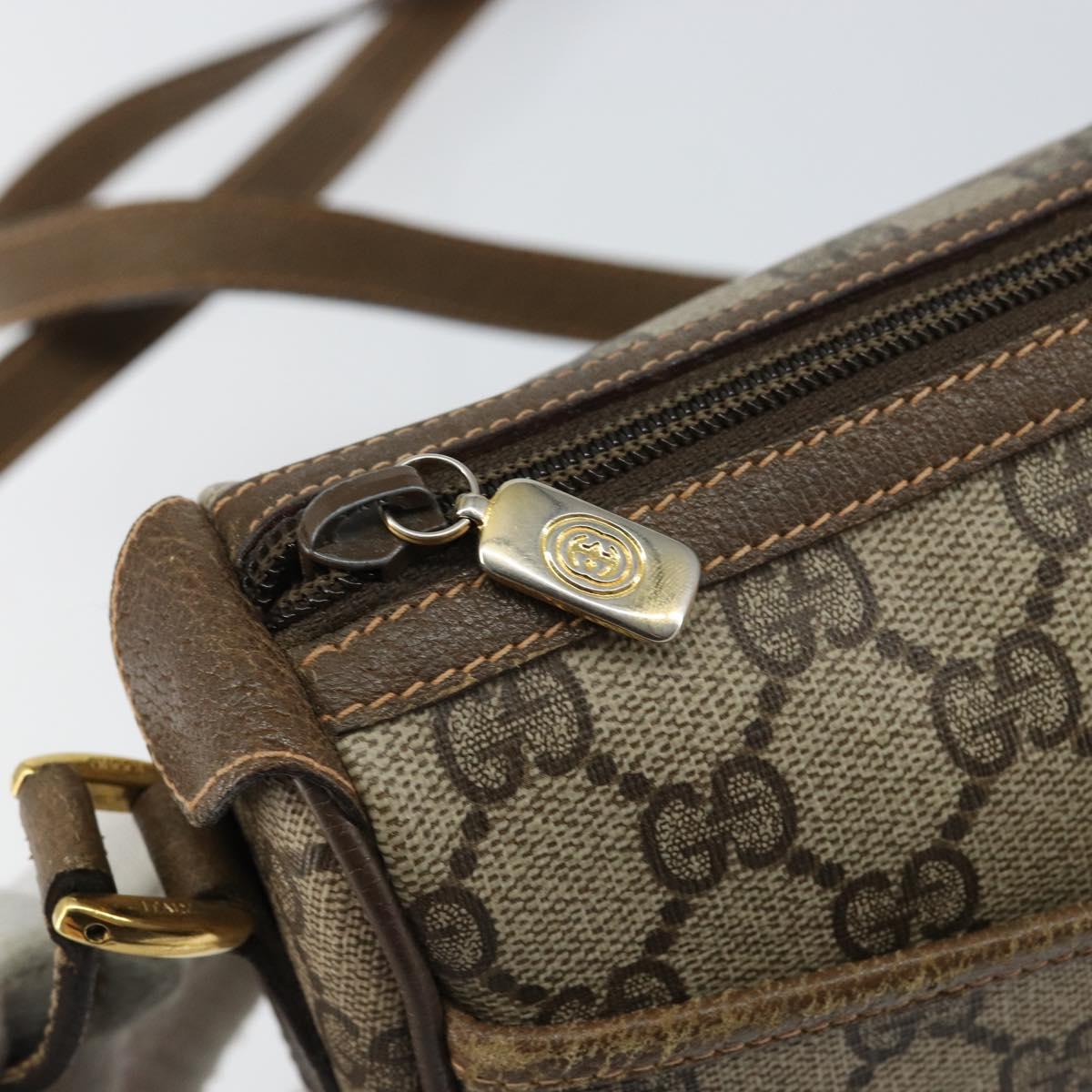 GUCCI GG Supreme Web Sherry Line Bag PVC Beige Gold 89 02 032 Auth 153392