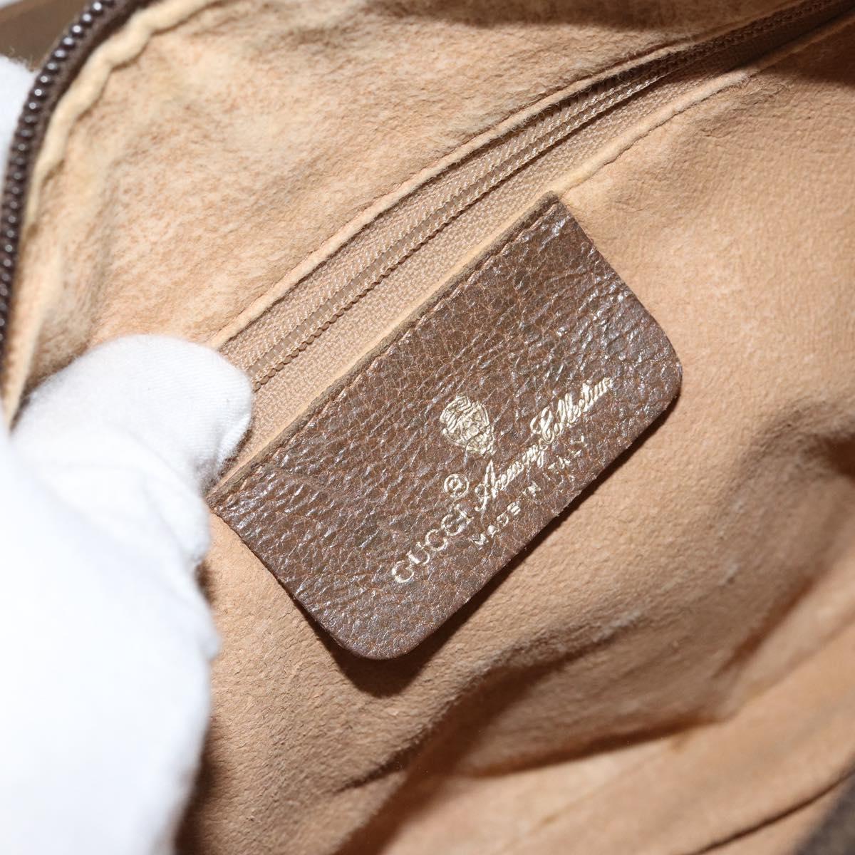 GUCCI GG Supreme Web Sherry Line Bag PVC Beige Gold 89 02 032 Auth 153392