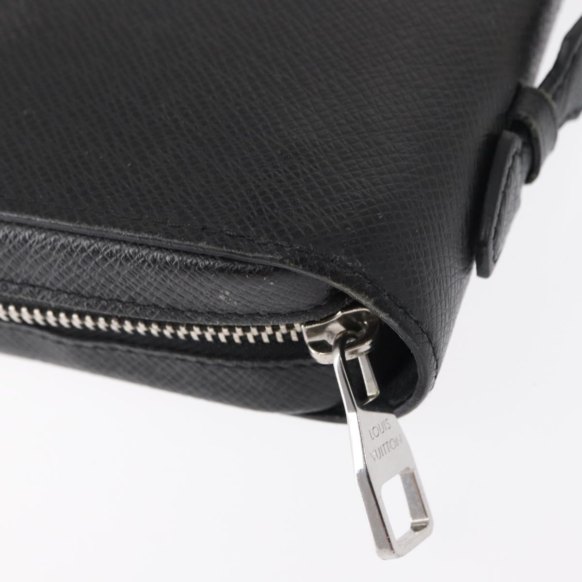 LOUIS VUITTON Taiga Zippy XL Long Wallet Black M44275 LV Auth 153416