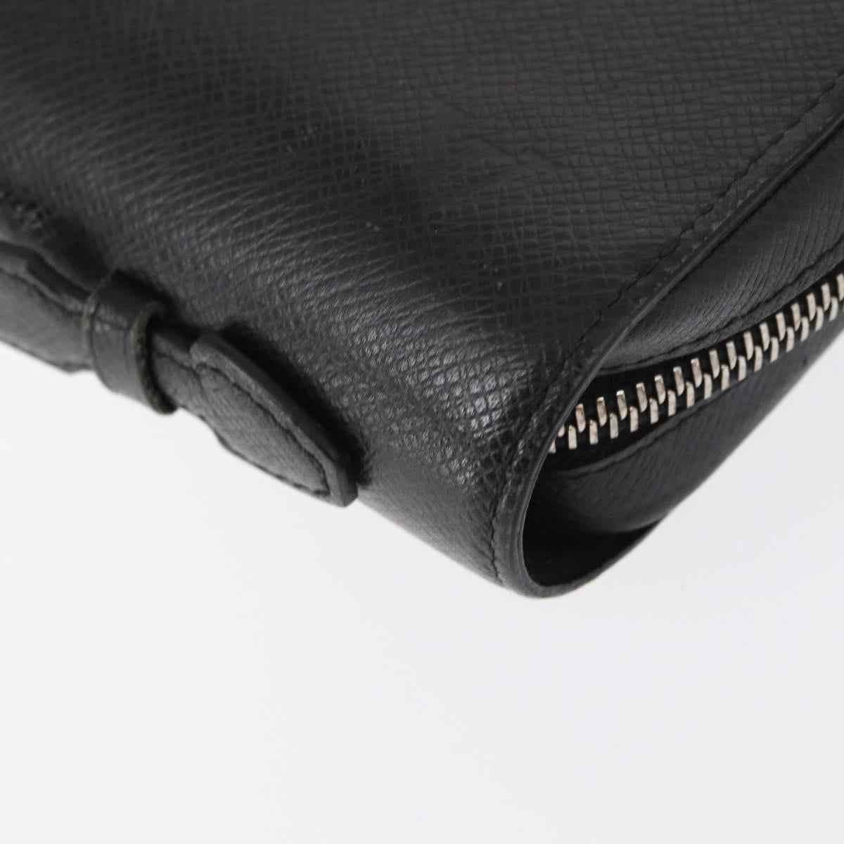 LOUIS VUITTON Taiga Zippy XL Long Wallet Black M44275 LV Auth 153416