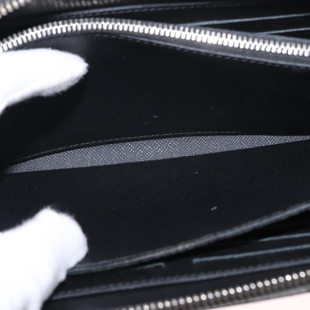 LOUIS VUITTON Taiga Zippy XL Long Wallet Black M44275 LV Auth 153416