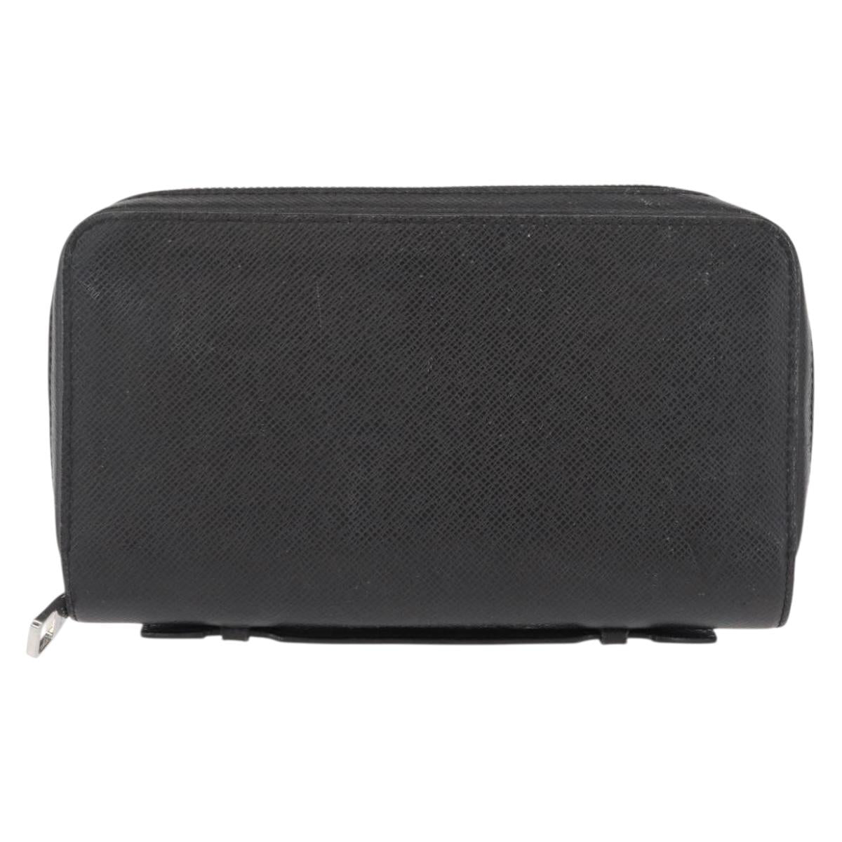 LOUIS VUITTON Taiga Zippy XL Long Wallet Black M44275 LV Auth 153416
