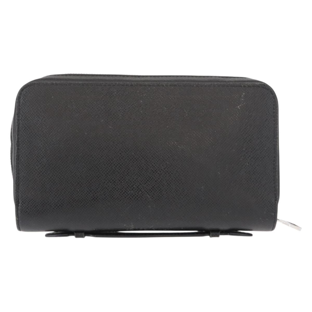LOUIS VUITTON Taiga Zippy XL Long Wallet Black M44275 LV Auth 153416