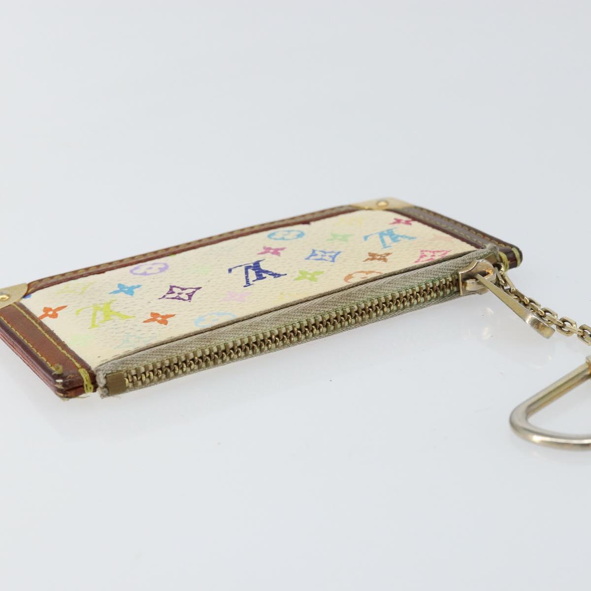 LOUIS VUITTON Monogram Multicolor Pochette Cles Purse White M92655 Auth 153418