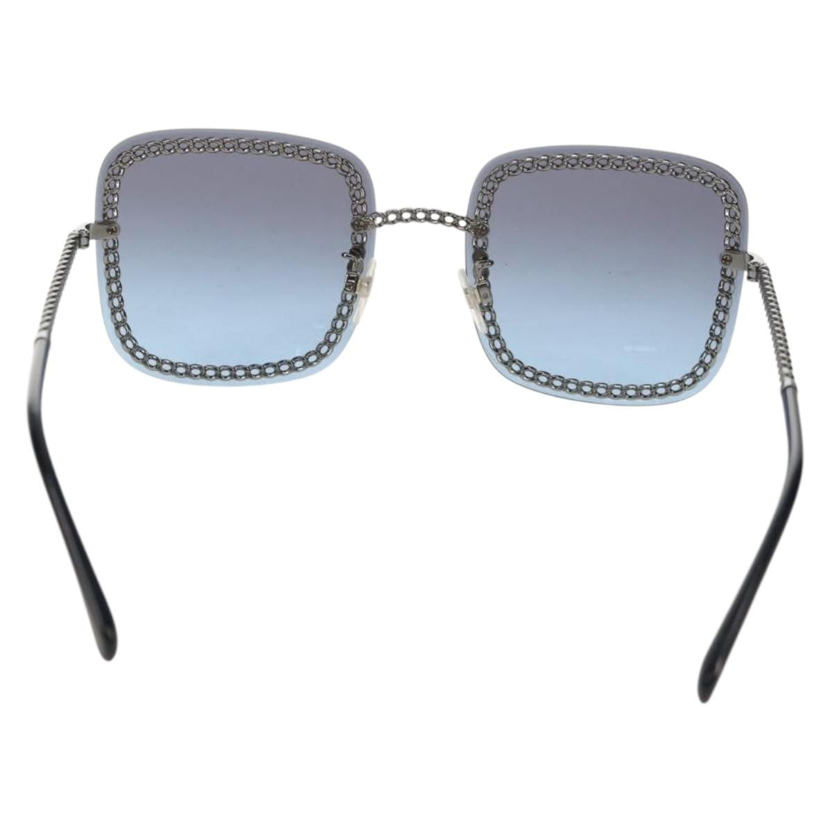 CHANEL COCO Mark Sunglasses metal Silver tone 4244 CC Auth 153421M