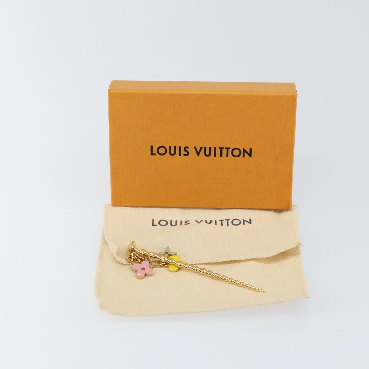 LOUIS VUITTON Sweet Monogram Pick Cheveux Hair Pin metal Gold M65847 Auth 153424