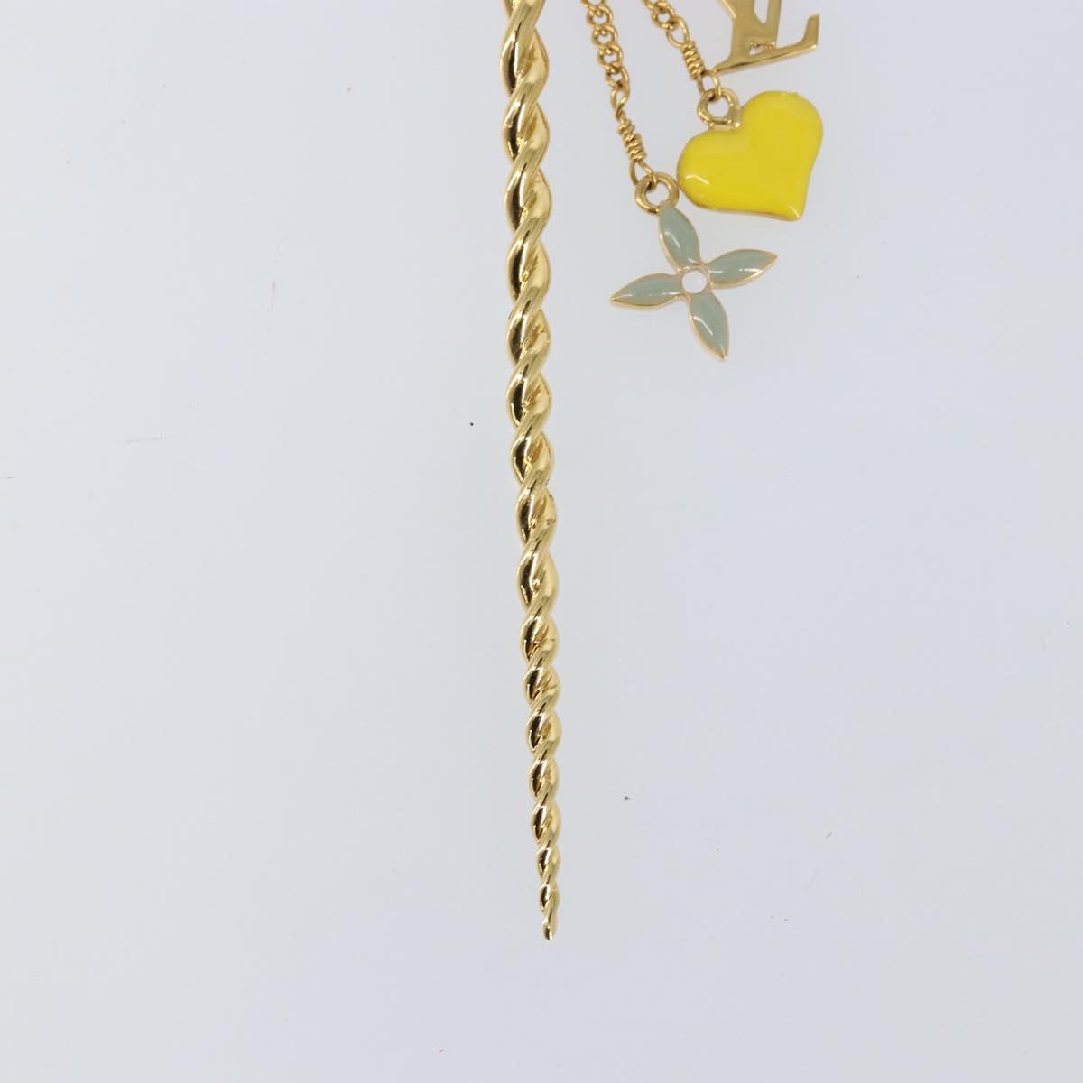 LOUIS VUITTON Sweet Monogram Pick Cheveux Hair Pin metal Gold M65847 Auth 153424