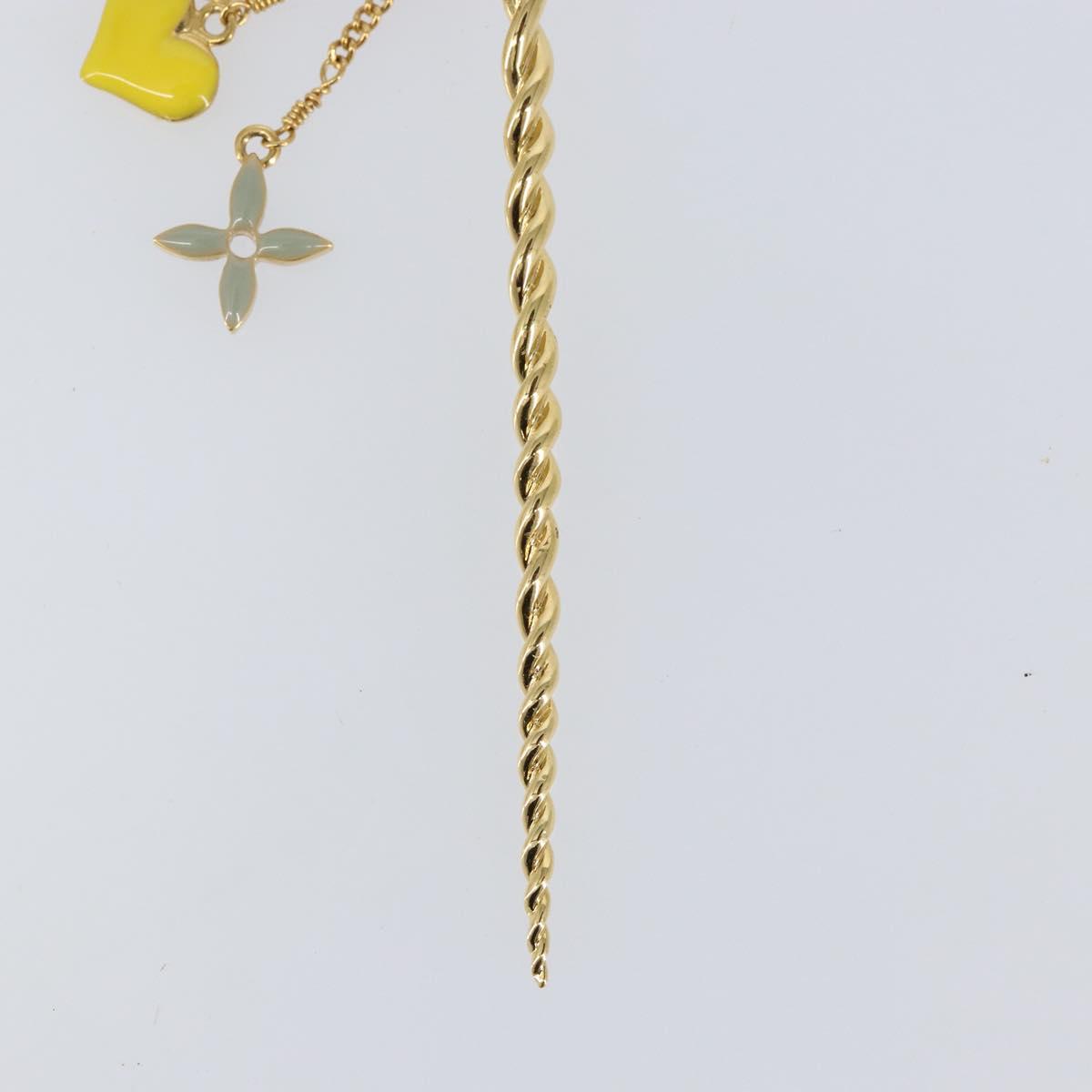 LOUIS VUITTON Sweet Monogram Pick Cheveux Hair Pin metal Gold M65847 Auth 153424