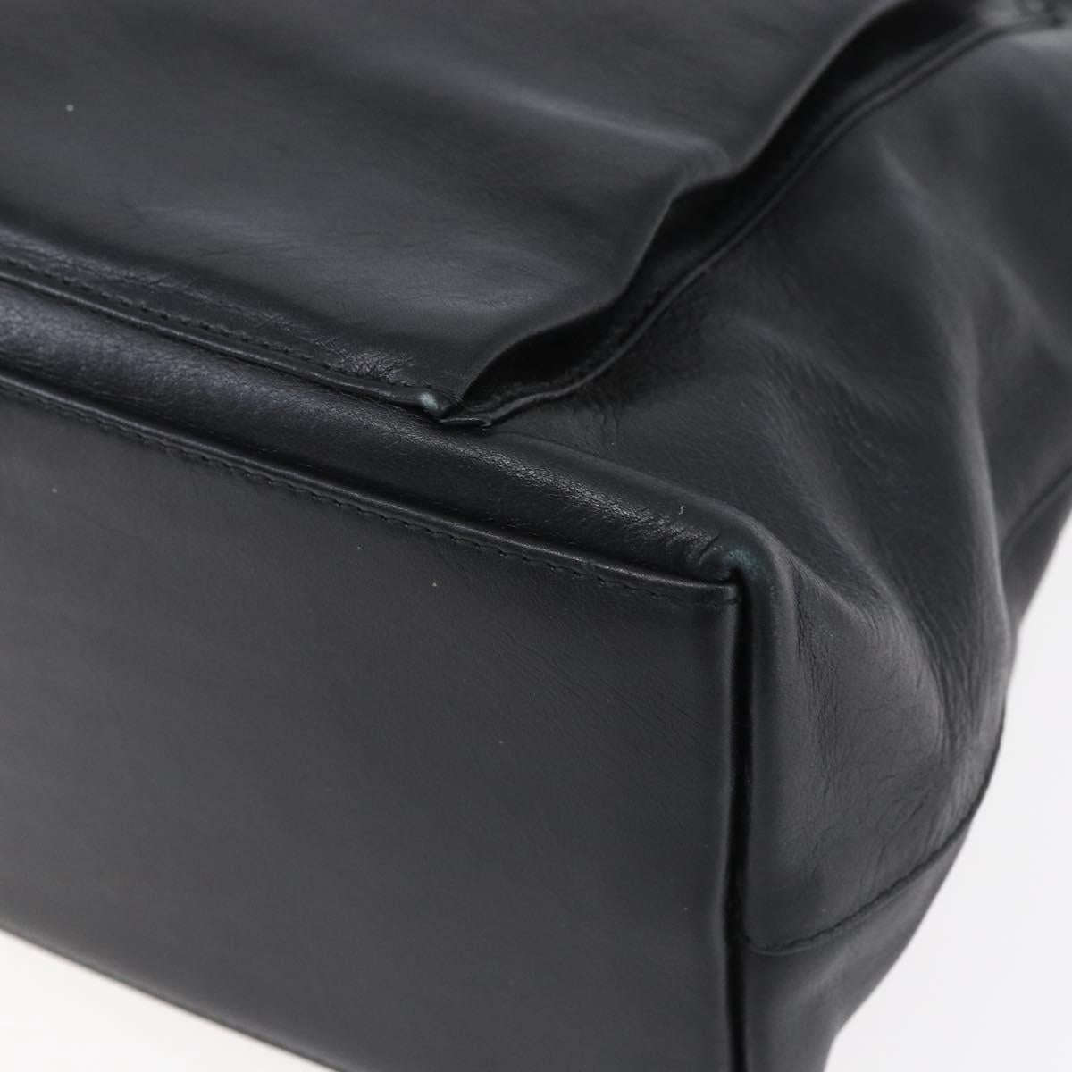 GUCCI Bamboo Hand Bag Leather 2way Black Gold 002 2058 0508 0 Auth 153437