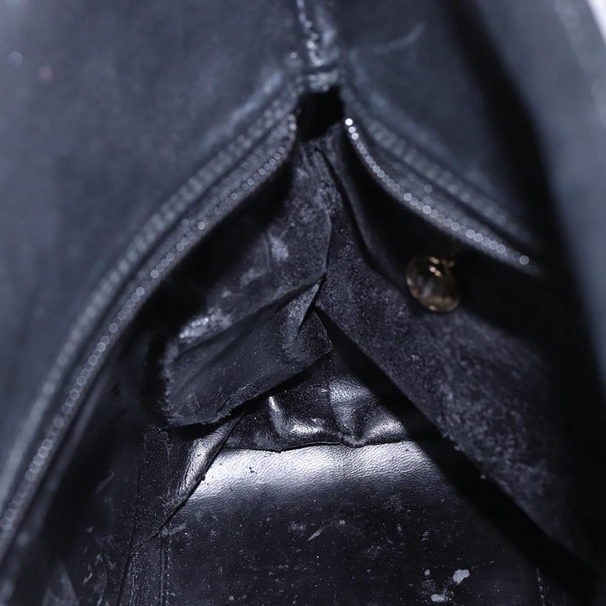 GUCCI Bamboo Hand Bag Leather 2way Black Gold 002 2058 0508 0 Auth 153437