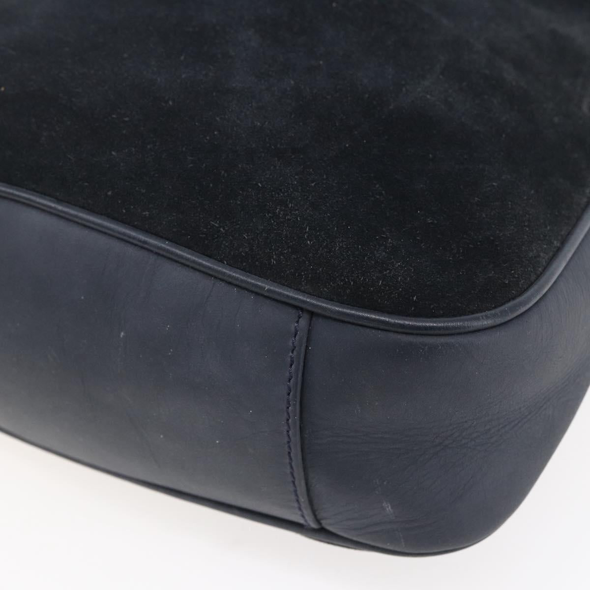 GUCCI Bamboo Hand Bag Suede 2way Navy Gold Auth 153438