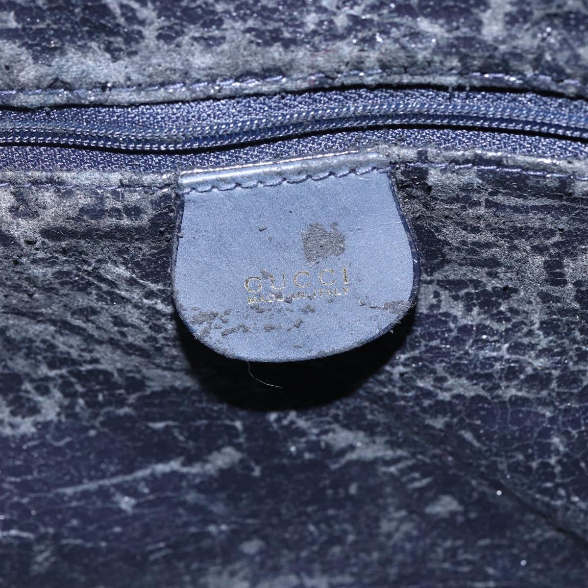 GUCCI Bamboo Hand Bag Suede 2way Navy Gold Auth 153438